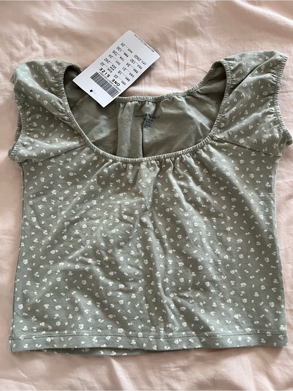brandy melville light green floral top